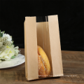 Bread Baking Food Bag Kraft Paper Square Bottom Packaging Bag Customized with Window